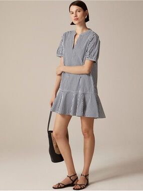 JCrew Petite Delilah dress in striped cotton poplin